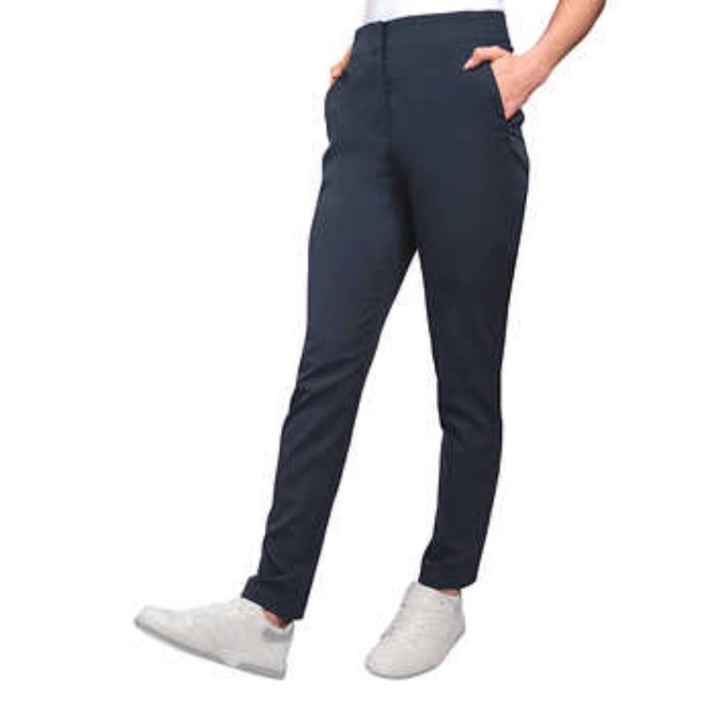 Lole Navy Travel Pants Size 10 Stretch Performance Athleisure Comfort Zip pocket